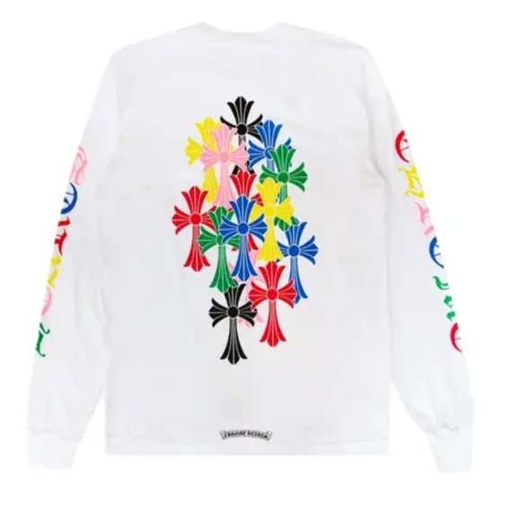 NWT rainbow cross heavy long sleeve crewneck shirt in white